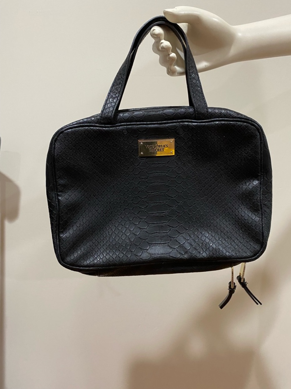Victoria's Secret Black Textured Makeup Bag